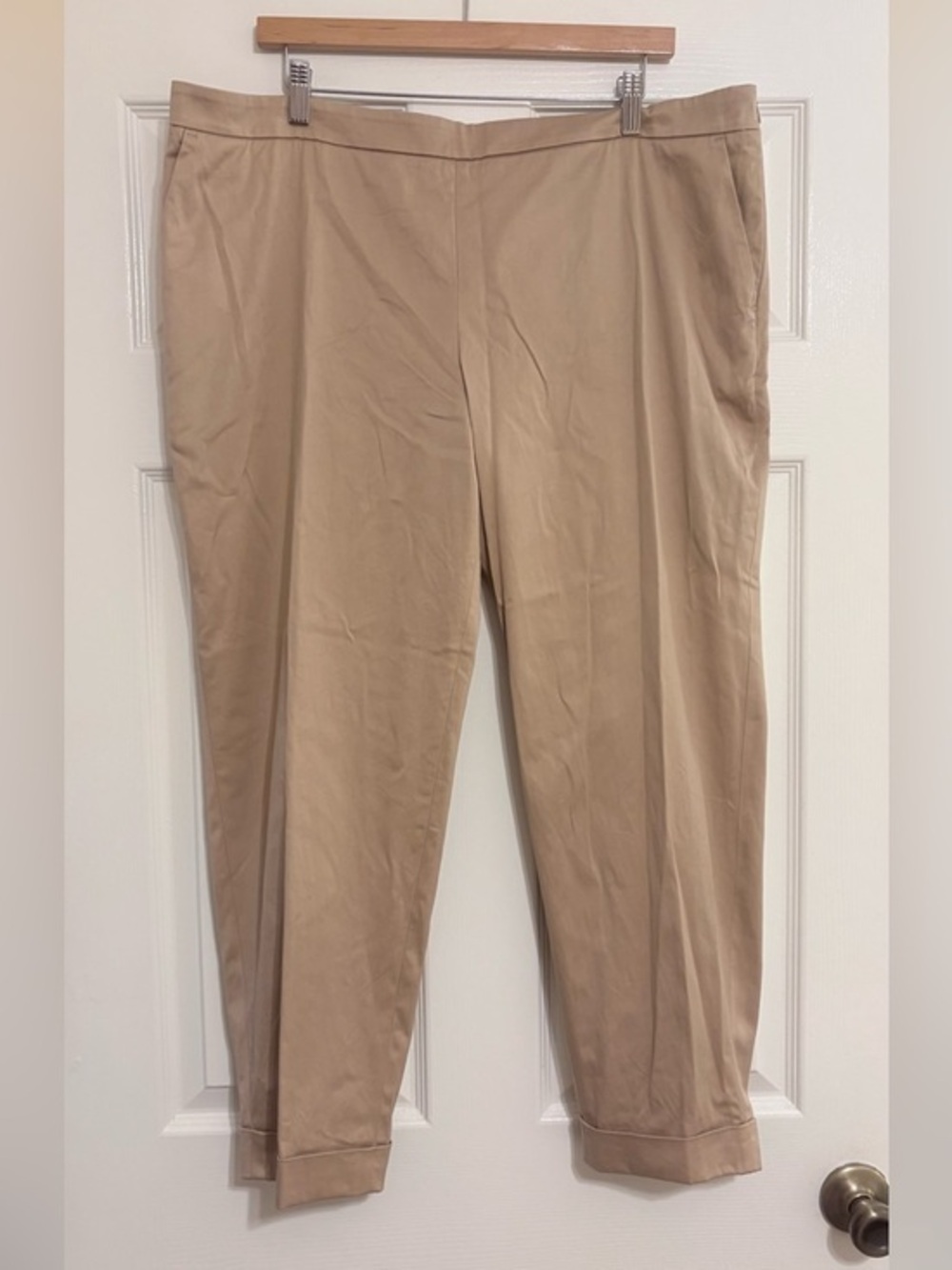 AKRIS Women's Melissa Cotton Techno Stretch Cuffed Trouser Pant Sz 16 Sand color